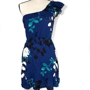 One Shoulder Dress with Elasticized Waist & Ruffle Across Shoulder. Pretty! NWOT